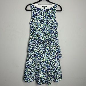 Lauren Ralph Lauren blue white floral ruffle dress 8